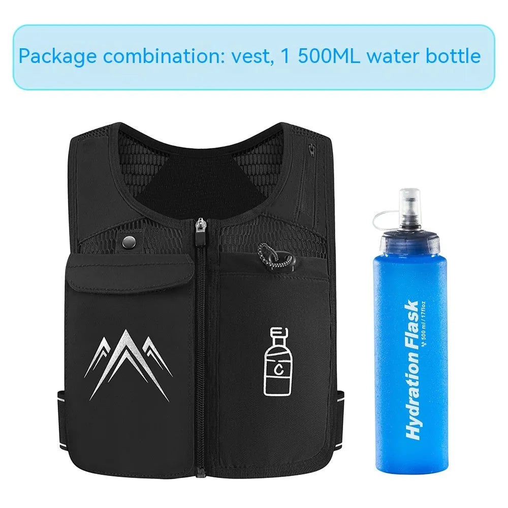 Breathable mesh running vest with mobile phone compartment in classic black colour