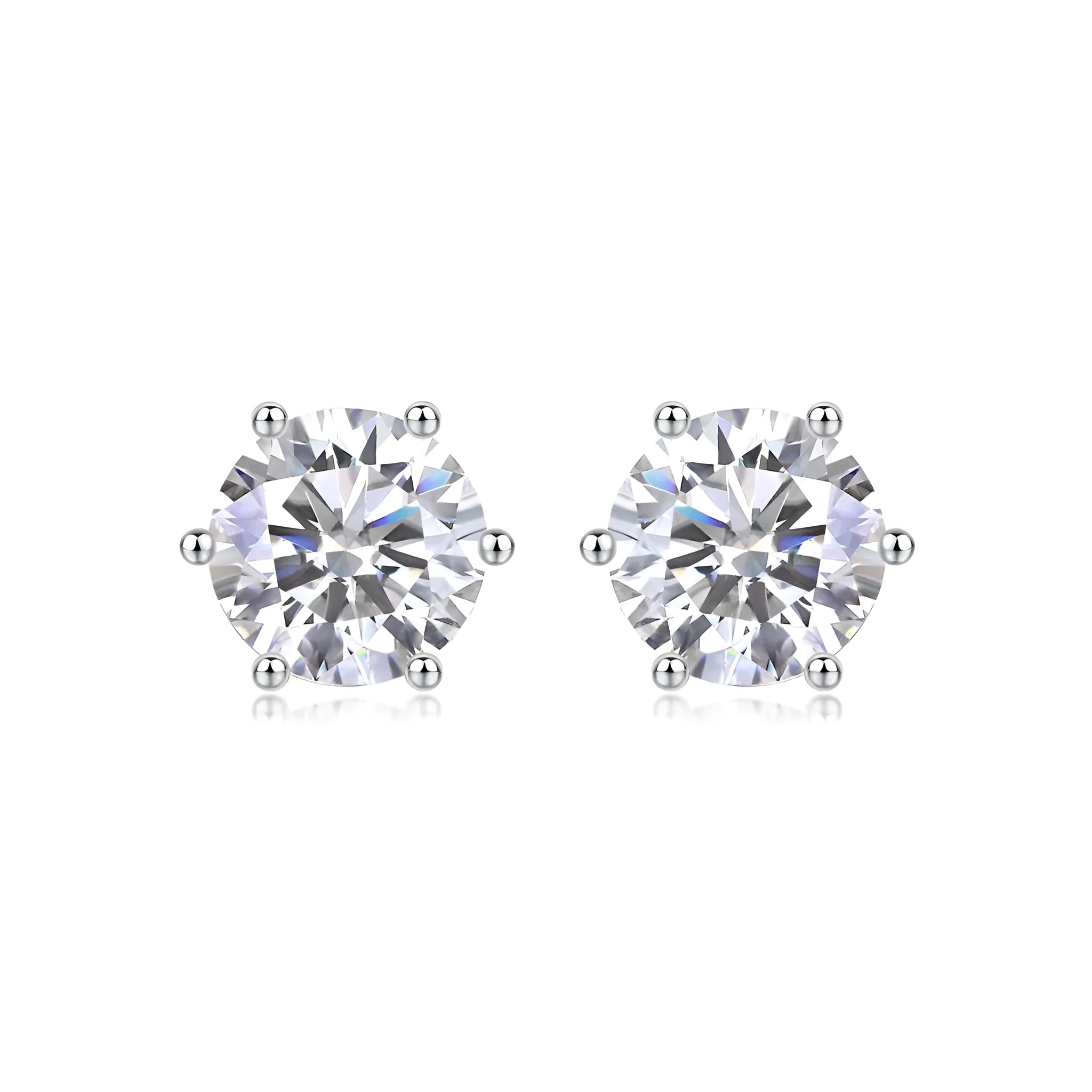 Quiet Moments moissanite stud earrings set in platinum-plated S925 silver, gift box and GRA certificate included, four carat sizes available