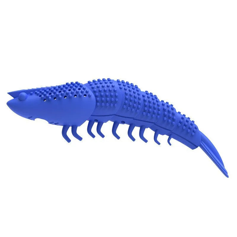 Blue hard rubber cat toy with teeth cleaning texture containing catnip and bell