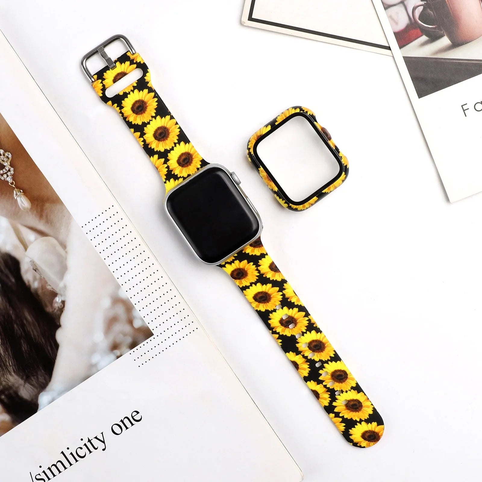 Printed silicone watch strap for Apple Watch in multiple colours and styles