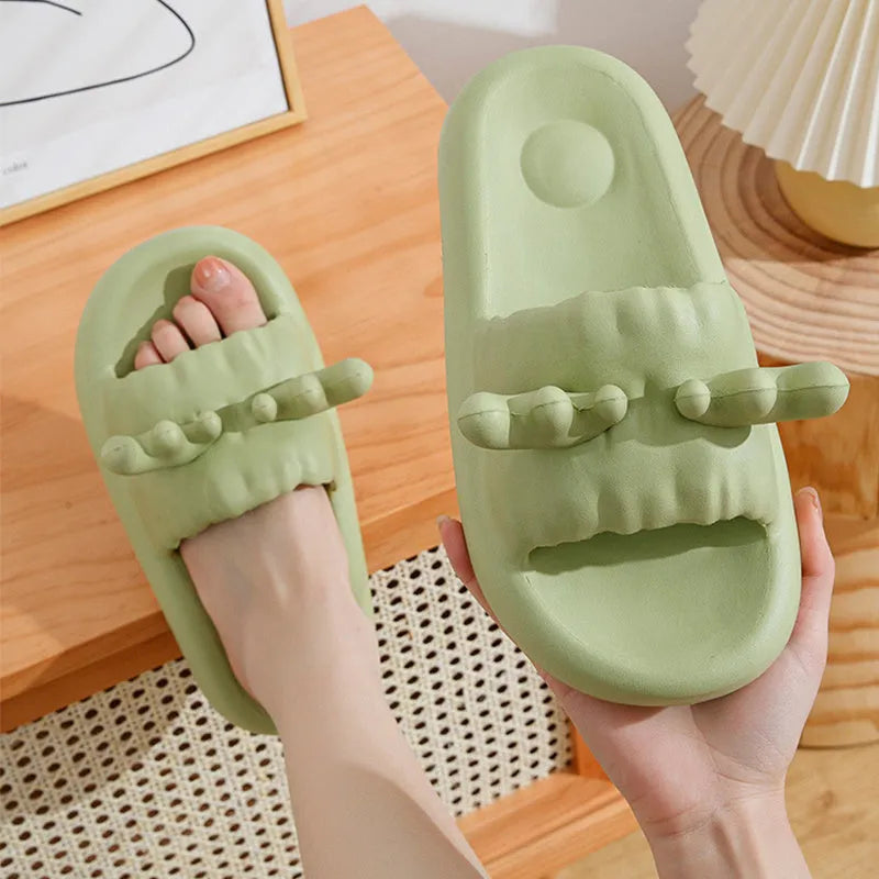Deer horn patterned summer slippers with hollow-out EVA design in multiple colours