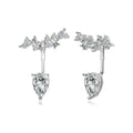 925 sterling silver pear-shaped ice flower cut dual-wear drop earrings in platinum white diamond colour