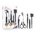 Black eyebrow trimmer set with stainless steel blade and compact 14x10x2cm dimensions