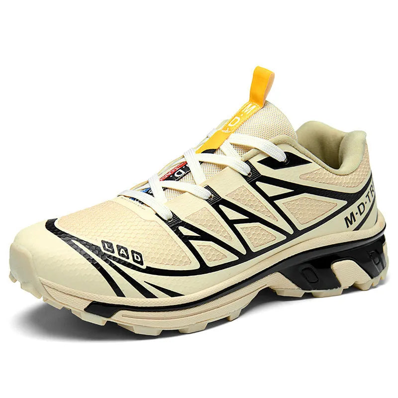 Low-top hiking shoes with artificial leather upper, mesh lining, and rubber sole in multiple colour options