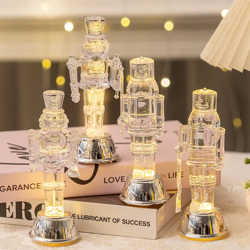 Transparent plastic walnut soldier Christmas nutcracker desktop ornament