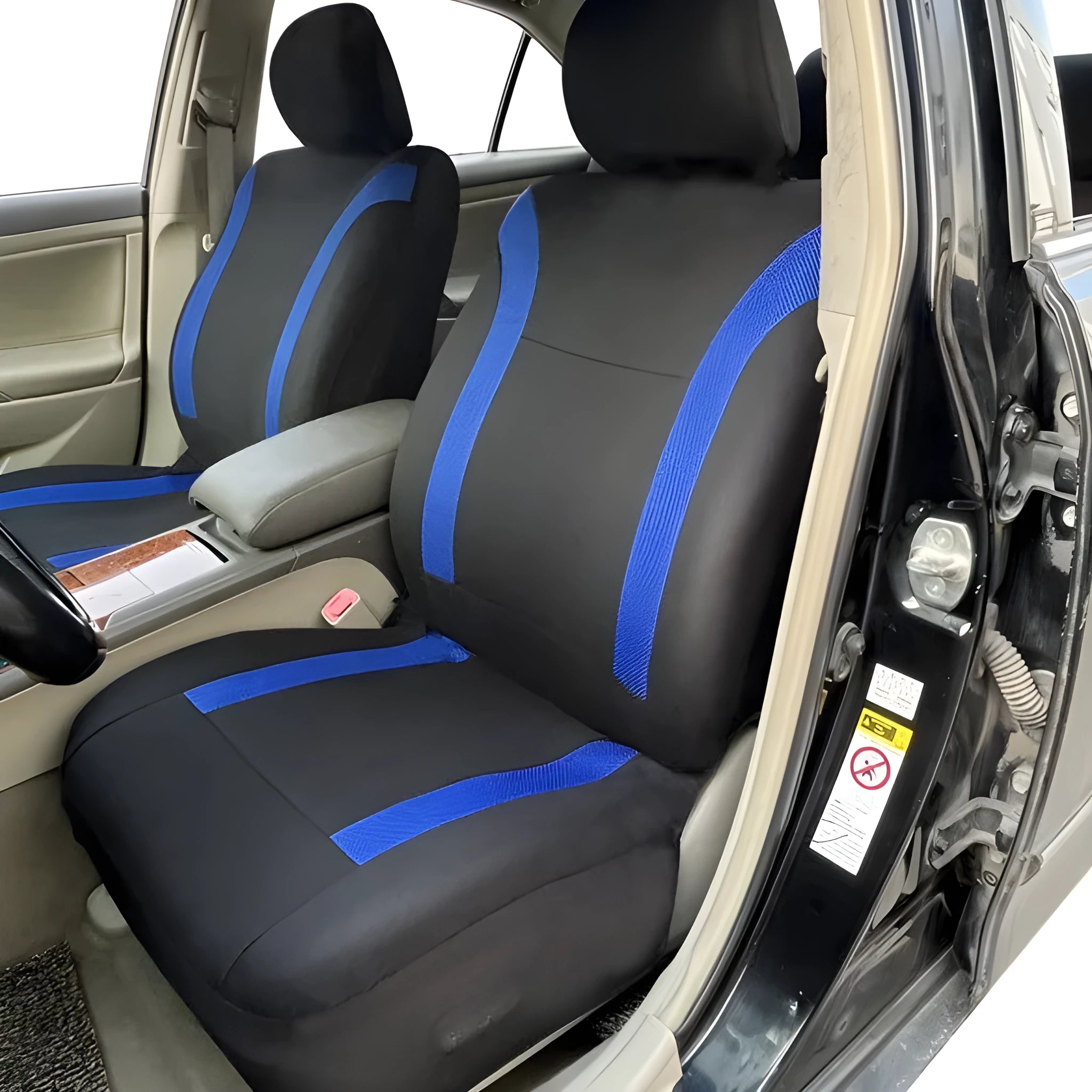 Universal polyester car seat cover set in choice of colours, showing front and rear seat cover pieces.