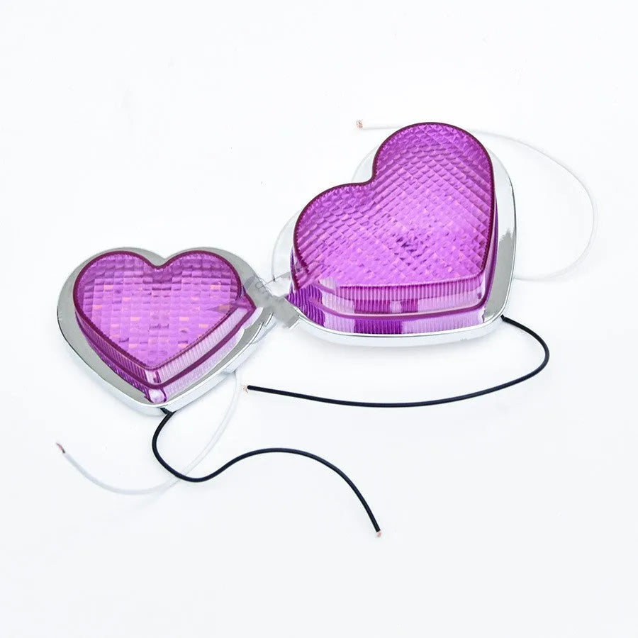 Japanese-style heart-shaped red LED car sidelight for 12V fender installation.