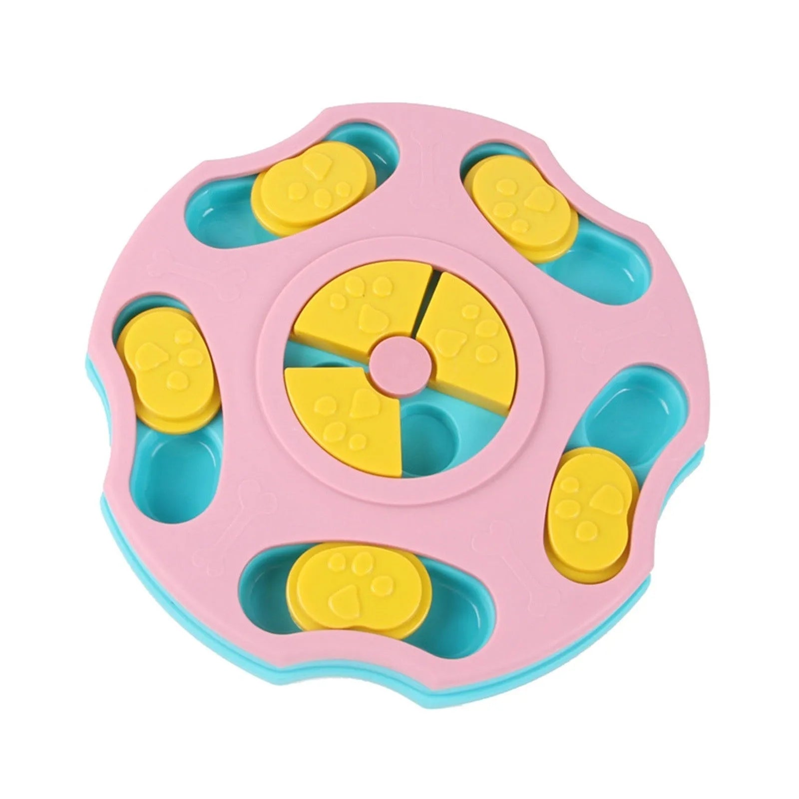 Blue dog puzzle feeder toy with interactive search-and-reward design for mental stimulation and slower eating.