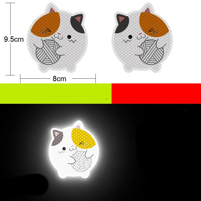 Pair of reflective warning stickers with diamond film for vehicles, approximately 9 by 5 cm