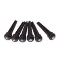 Six solid ebony guitar string pins with matt black finish for folk acoustic guitars