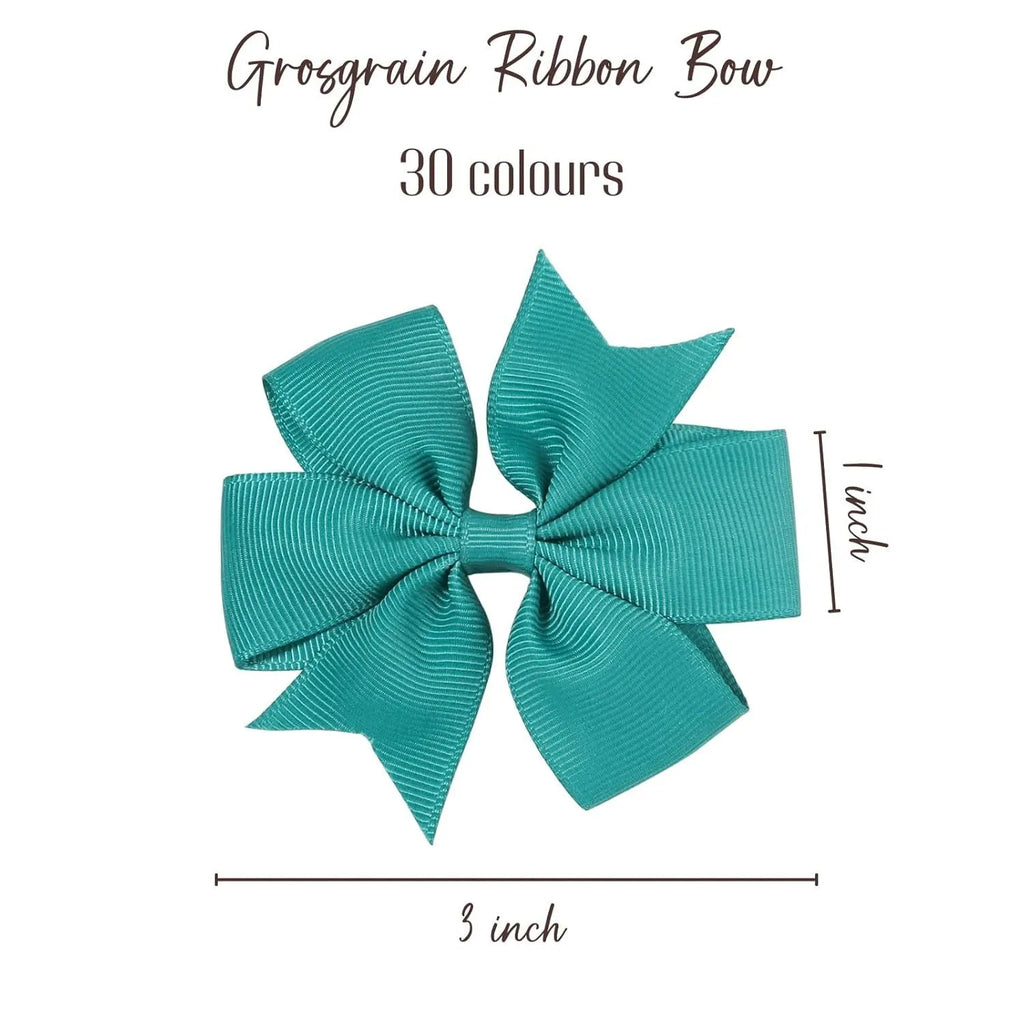 20 pairs of 3-inch grosgrain ribbon hair bow clips with alligator clips in mixed colours for toddlers