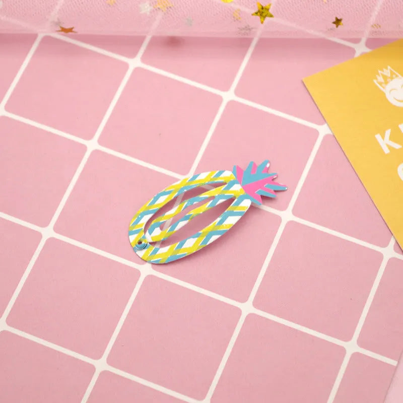 Children's metal barrette with baking varnish finish, colour-printed watermelon design