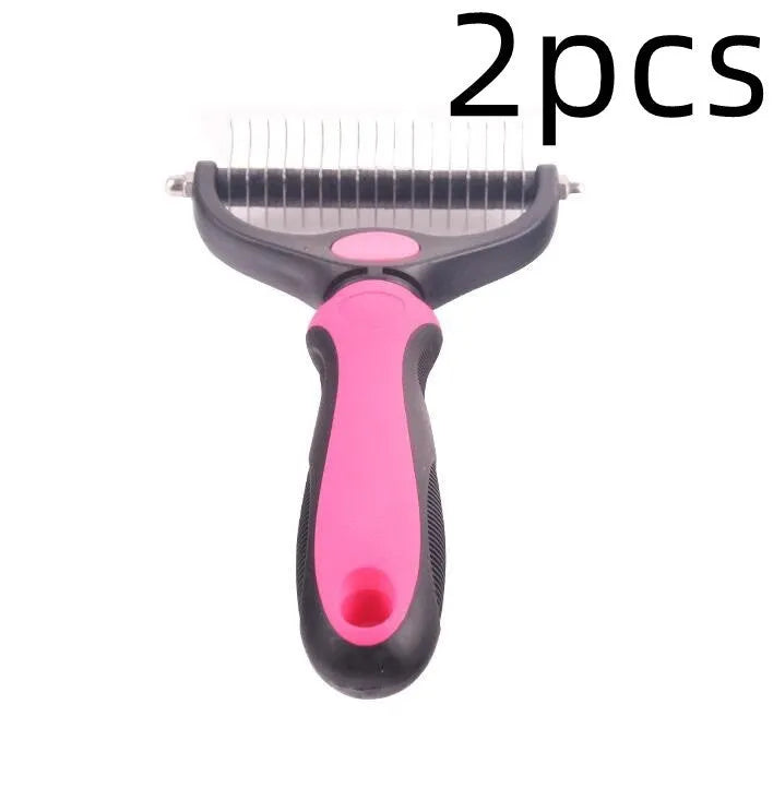 Stainless steel rake comb with round edge for dog and cat grooming, large 18x7.5cm size