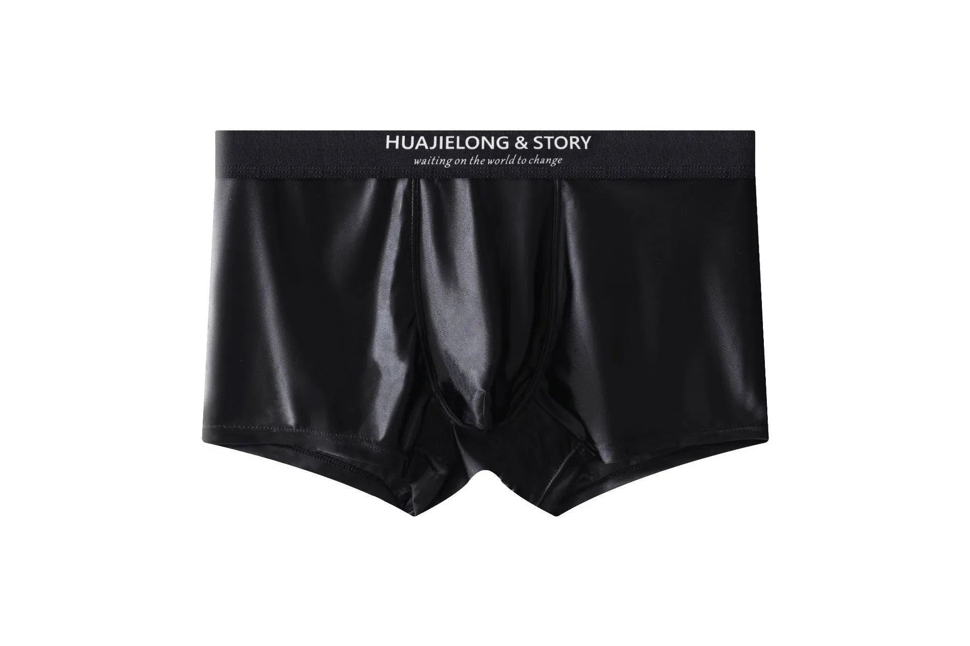 Men's satin ice silk underwear in mid waist design showing traceless construction