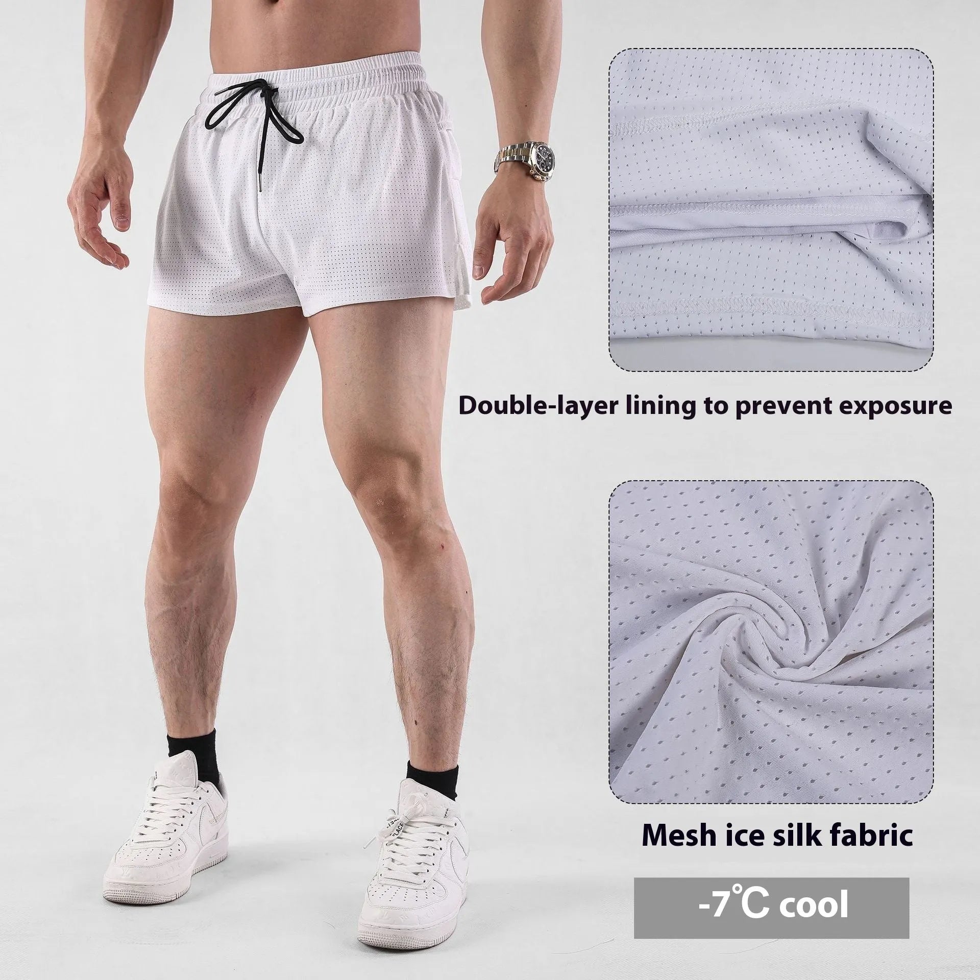 Men's quick-dry nylon summer shorts in sports leisure style with mid waist fit