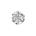 Round loose moissanite gemstone with eight hearts and eight arrows cut on a white background.