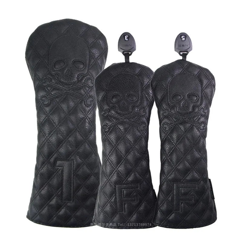 Black and white waterproof PU protective cover for golf wooden poles and clubs.