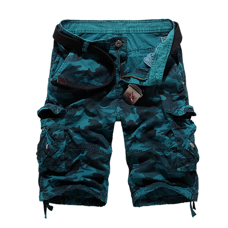 Men's loose camouflage cotton overalls in army green with multi-pocket design, size L to 6XL