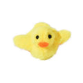 Yellow flapping duck cat toy with chick simulation shape showing vibration sensor and removable plush cover