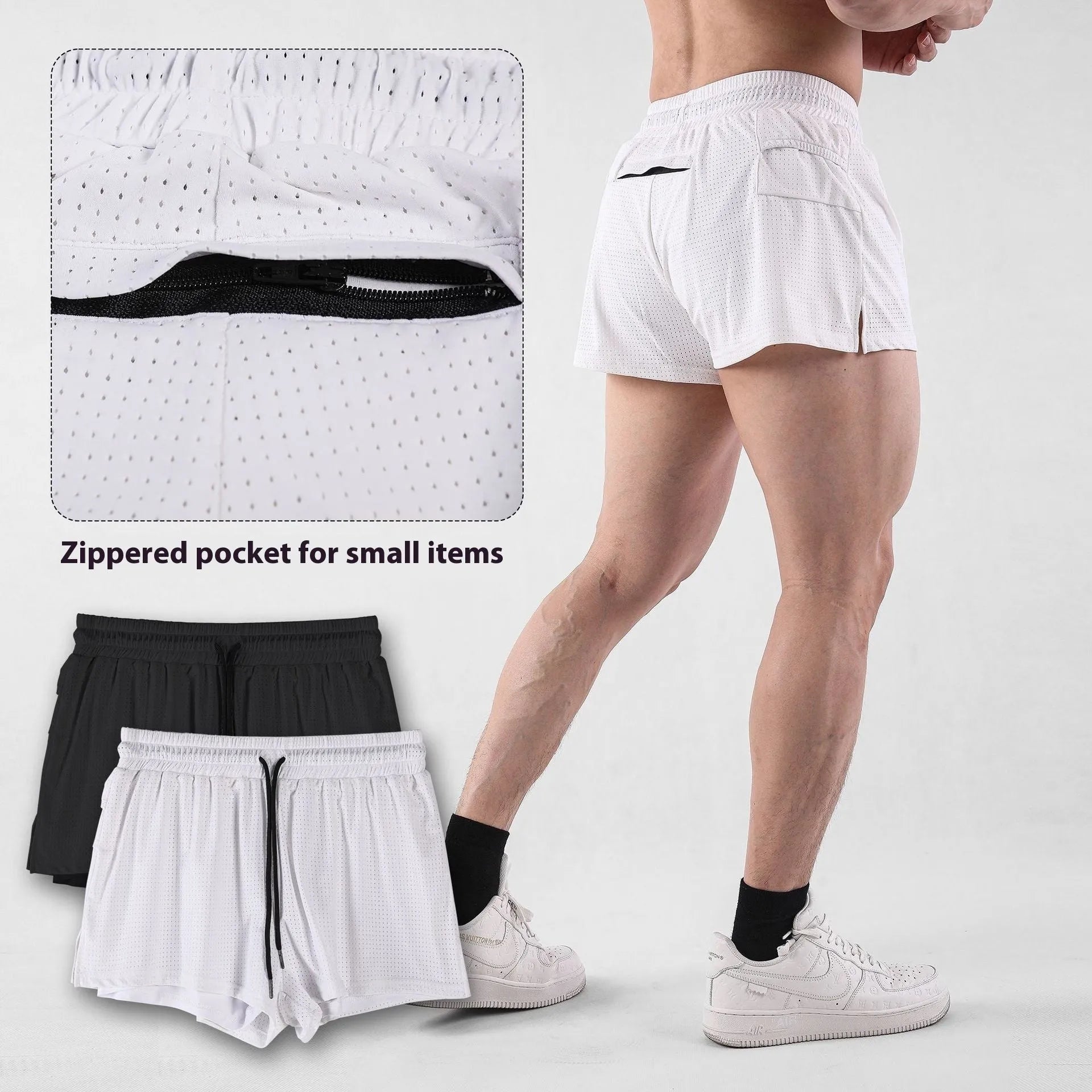 Men's quick-dry nylon summer shorts in sports leisure style with mid waist fit