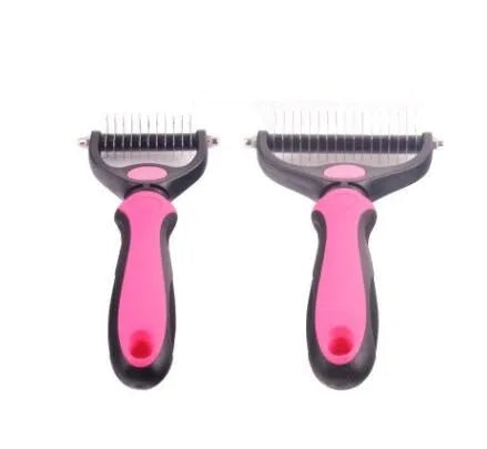 Stainless steel rake comb with round edge for dog and cat grooming, large 18x7.5cm size