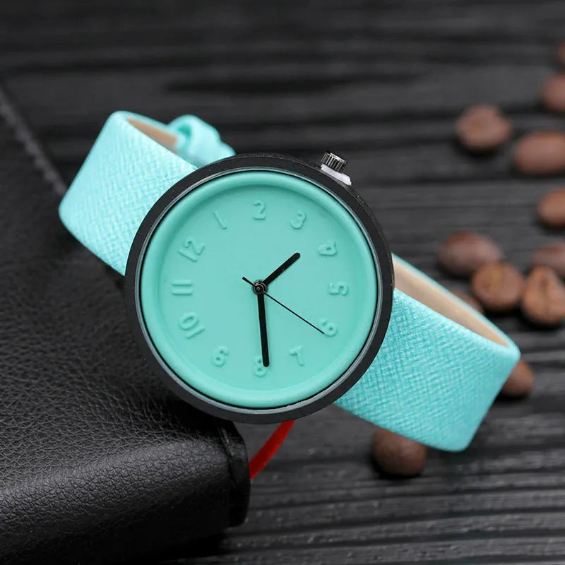 Creative ladies quartz watch with alloy dial and PU leather strap, white colour option, on display