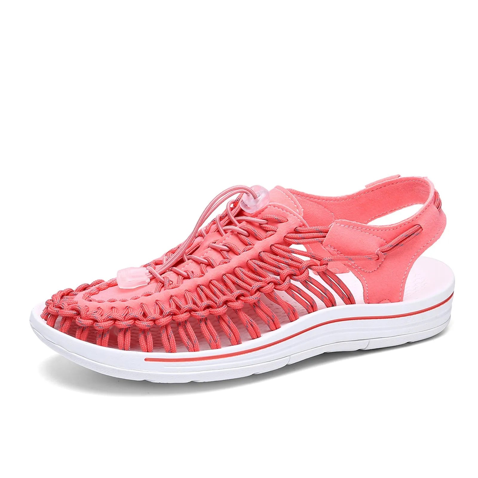 Woven Roman-style sandals with drawstring tie closure in multiple colour options
