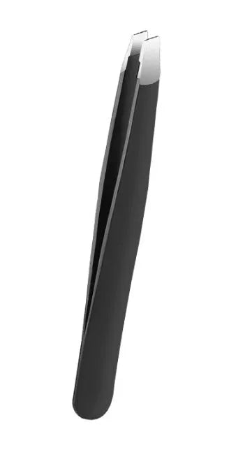 Black eyebrow trimmer set with stainless steel blade and compact 14x10x2cm dimensions