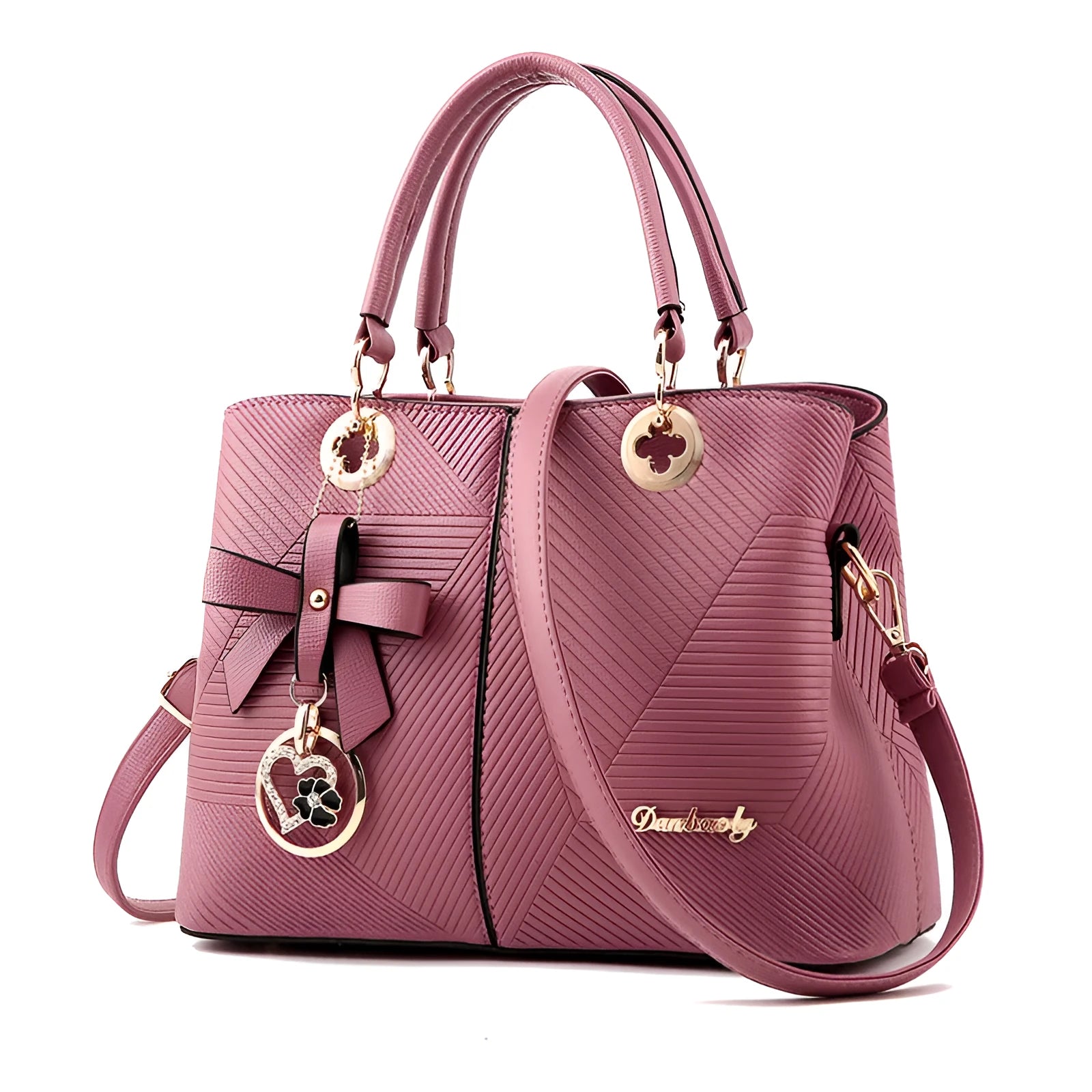 Retro fashion handbag in PU leather with shoulder strap and zipper opening