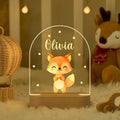 Personalised children's acrylic LED night light with 14.5cm elliptical base, socket power and button switch