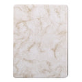 Tri-fold imitation leather iPad case with marbling pattern and integrated Apple Pencil slot.