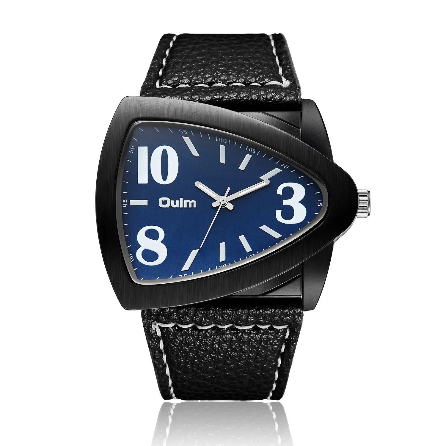 Men's brown casual watch with triangular geometric strap design and quartz movement