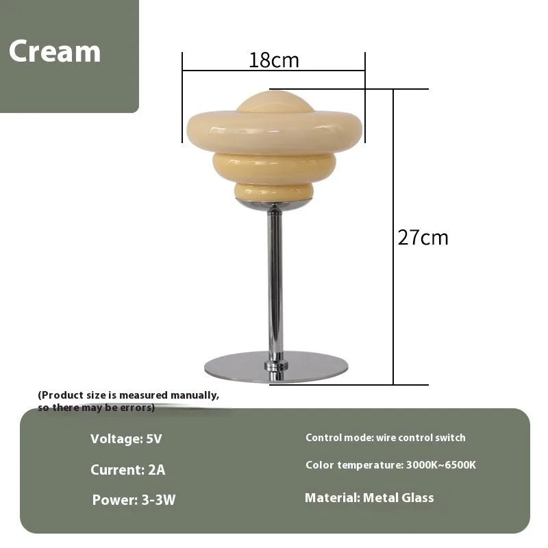 Mid-ancient conch table lamp with metal holder in cream colour, bedside or desk use