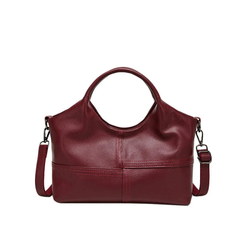 Women's horizontal square handbag in royal blue with stitching detail, 29x12x20cm, PU material
