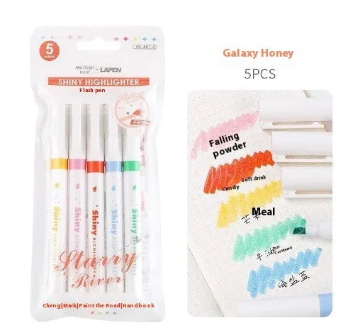 Super White Dazzling fine head painting pen with 2.8mm thick white tip, 14cm length, on dark surface