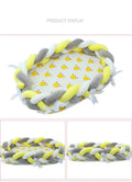 Woven twist baby bionic bed in cotton, available in Green, Star, and Yellow colours