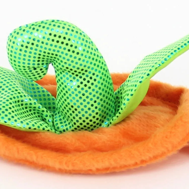 Halloween pumpkin pet costume for cats and small dogs with green leaf decoration and adjustable hat