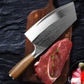 Stainless steel kitchen knife with forged 40cr13 blade, 320mm length, ice fire dual tempering, photo colour
