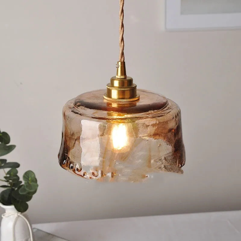 Nordic style brass and glass pendant chandelier with B-bar design for restaurant lighting