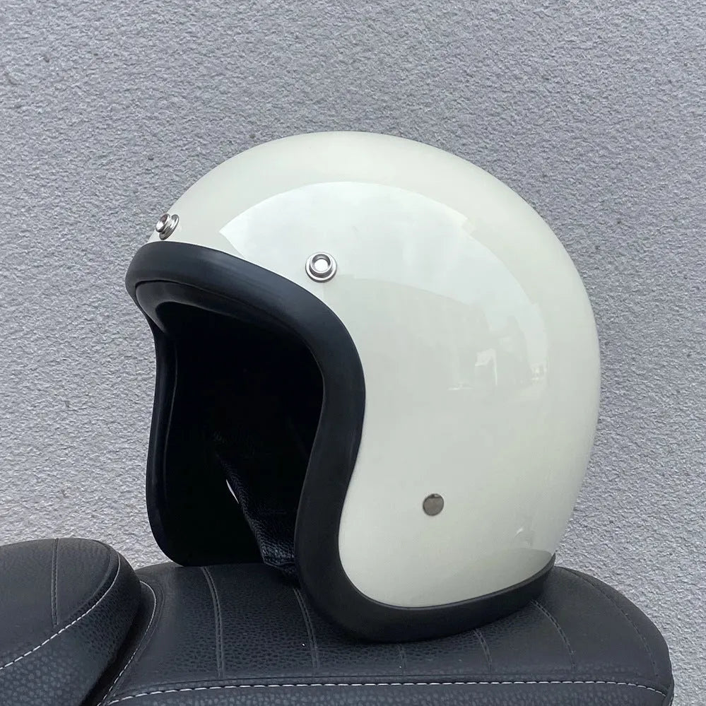 Retro-style FRP motorcycle half helmet in multiple colours for electric bike commuting
