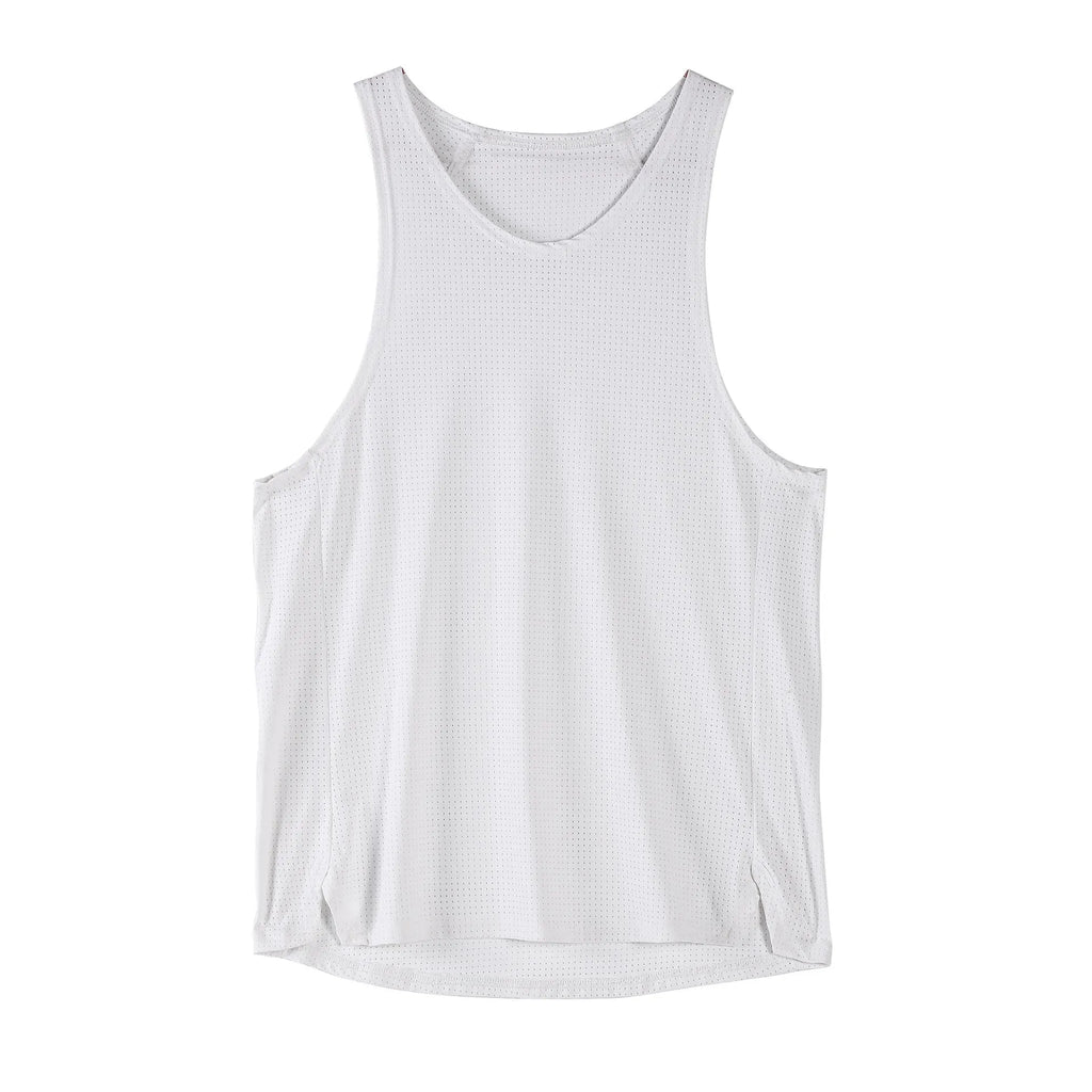 Men's black sleeveless nylon vest for sports and casual wear on a white background.