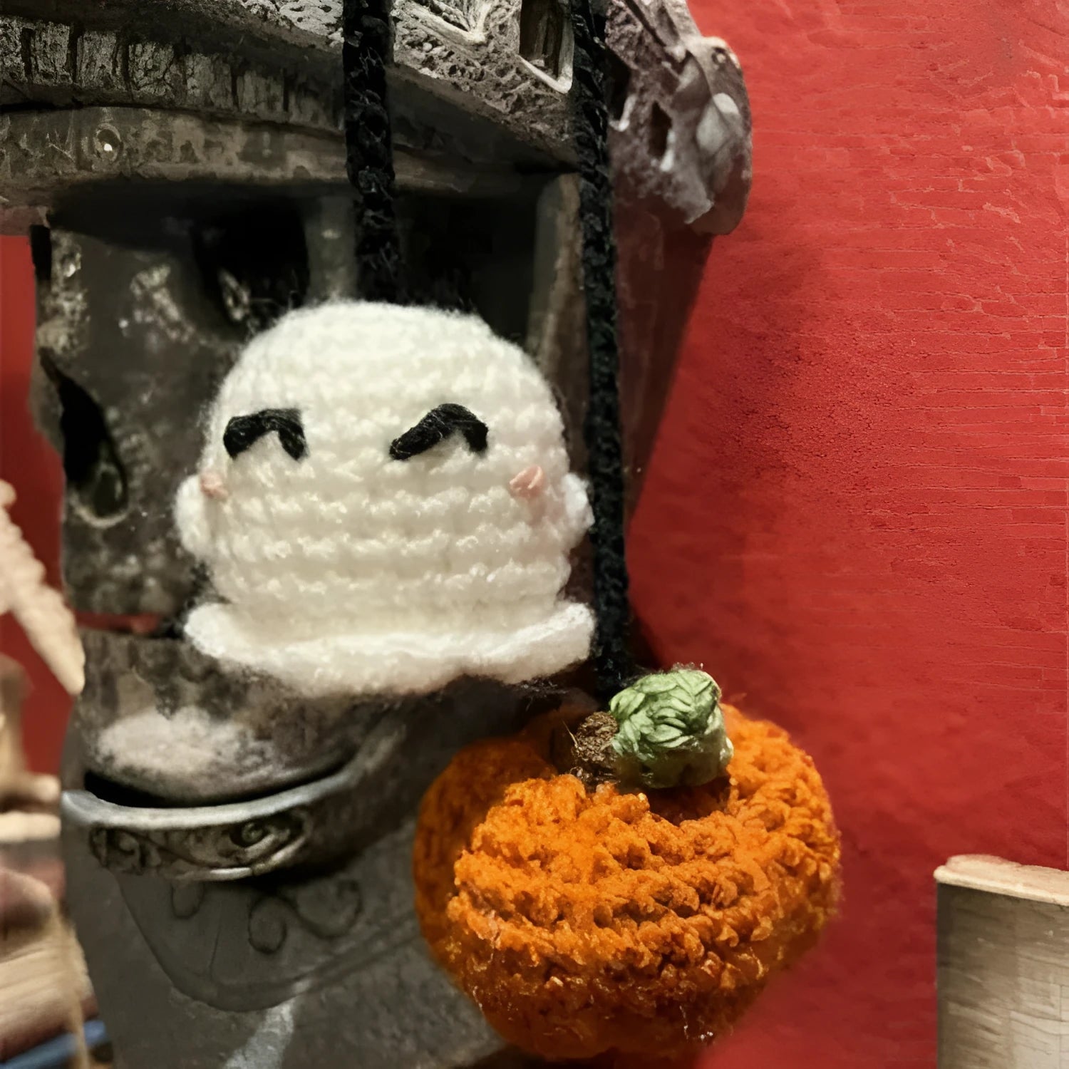 Hand-woven polyester car hanging ornament in cartoon character design