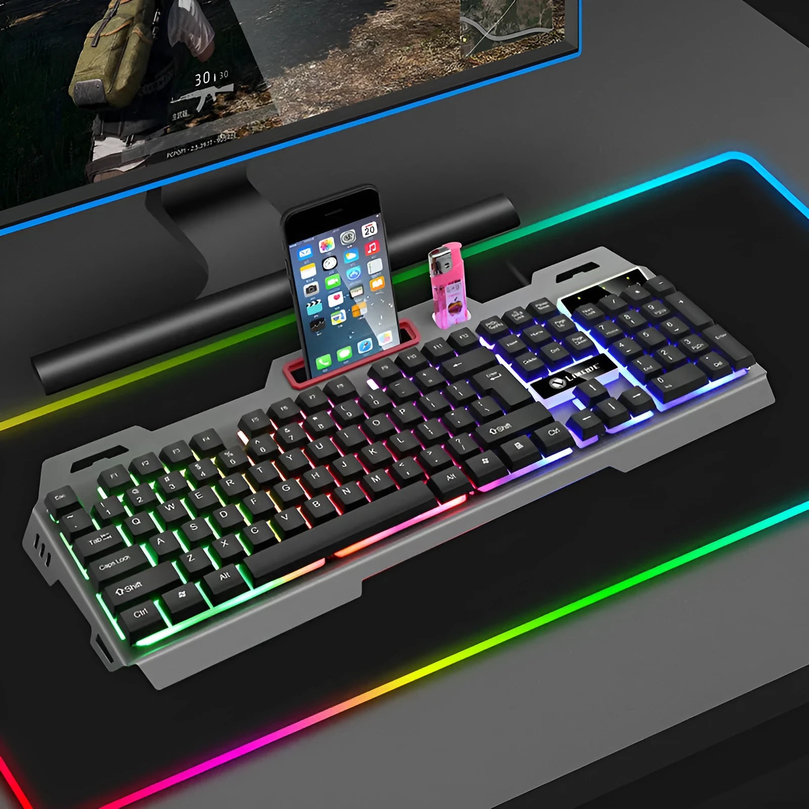 Limei T19 luminous gaming keyboard and mouse set in black with mechanical feel keys