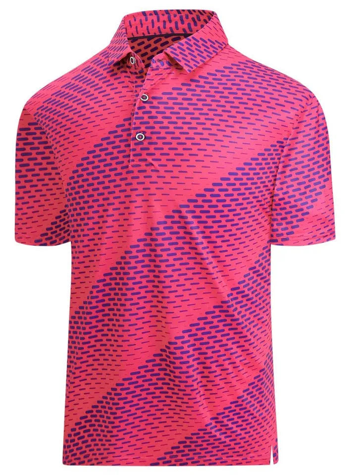 Men's 3D printed short sleeve t-shirt in Japanese retro style with mesh polyester fabric and zip details.