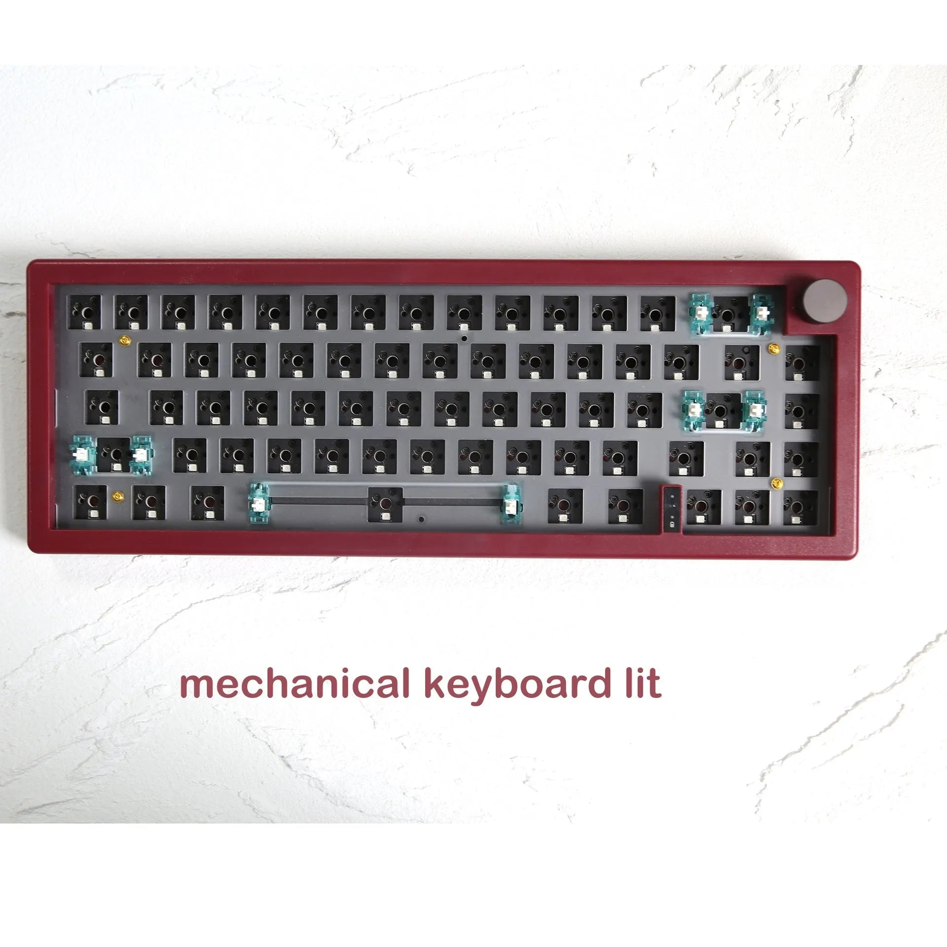 DIY mechanical keyboard kit with RGB backlighting, knob control, and seven colour options