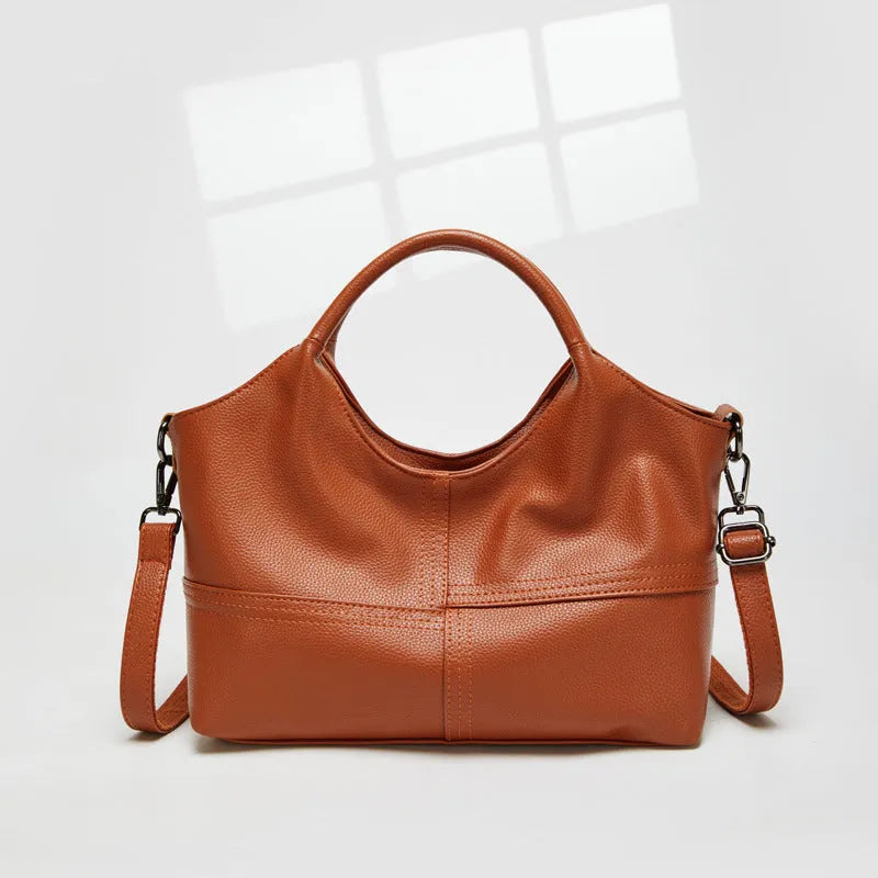 Women's horizontal square handbag in royal blue with stitching detail, 29x12x20cm, PU material