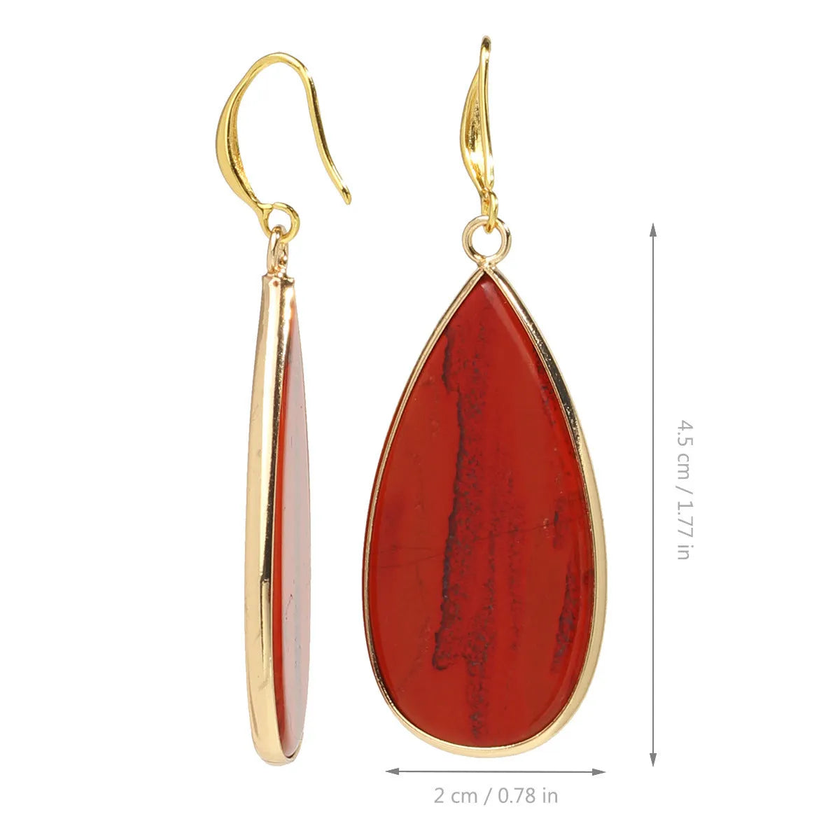 Handcrafted vintage stone water droplet earrings in tigereye, amethyst, pink crystal, redstone and turquoise colours