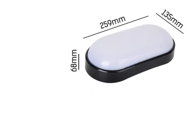 LED moisture-proof wall light, oval shape, surface mount, cool white or warm white, 15W 20W, black white finish for porch outdoor use