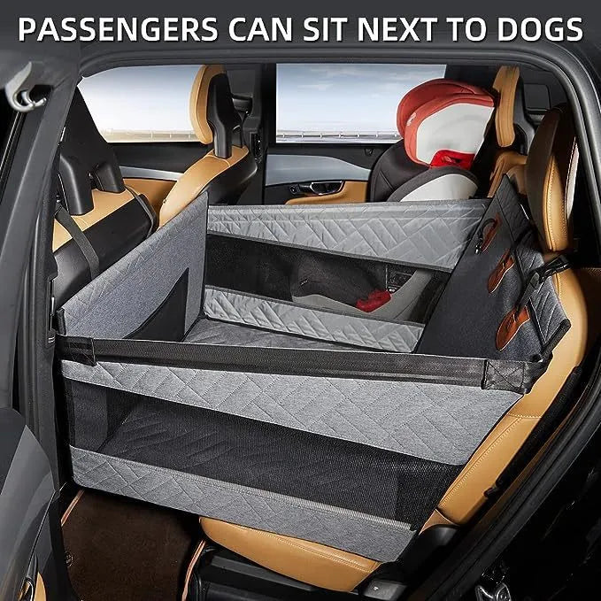 Grey reversible water resistant dog bed measuring 56x56x40cm for car and home use