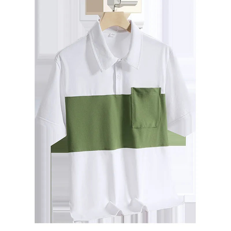 Men's ice silk quick-dry polo shirt in black with short sleeves and collar